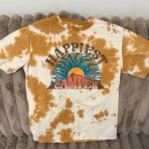 Happiest Camper Tie-Dye Woman T-Shirt - Orange & Cream